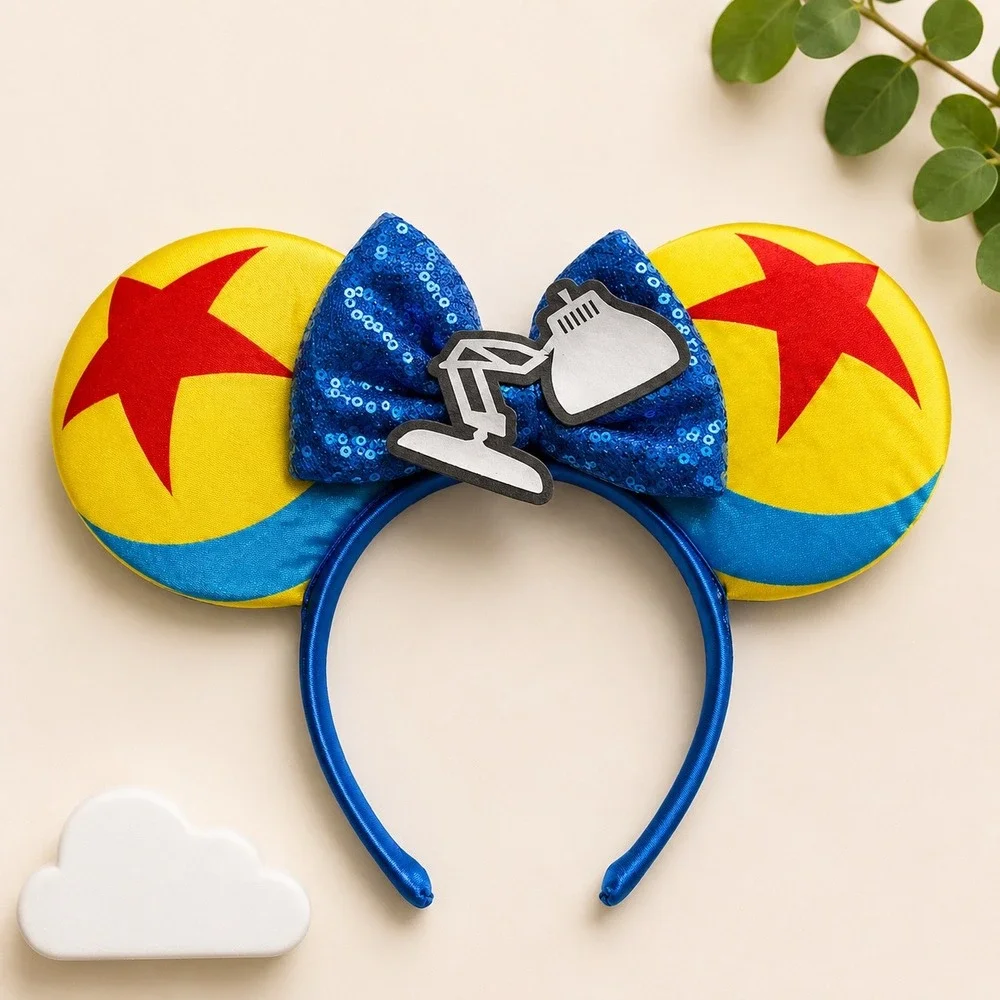 Disney Pixar Toy Story Luxo Jr. Ball Lamp Ear Headband Blue Sequin Bow Costume